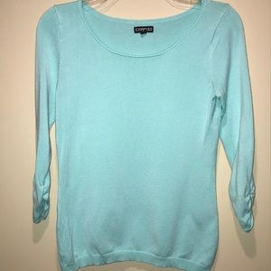 Express 3/4 Sleeve Aqua Scoop Neck Sweater - Small